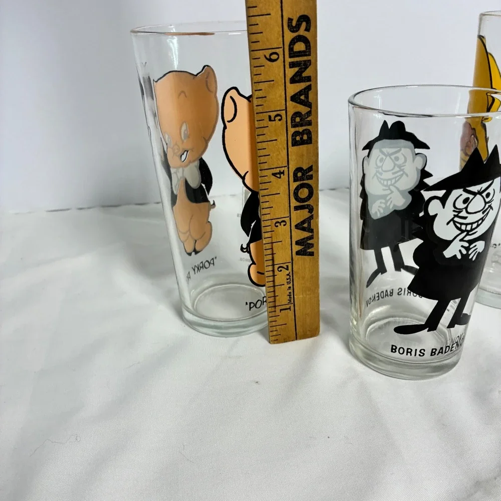 3 Vtg Pepsi Drinking Glasses 1973 Porky Pig Speedy Gonzales Boris Badenov Retro